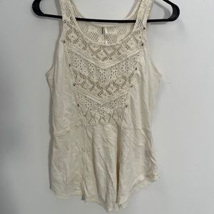 Free people ivory lace crochet shirt